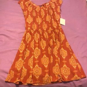 Dark Orange Floral Dress